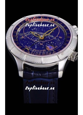 Patek Philippe 6102R Grand Compilations Handwind Swiss Replica Watch - Rugged Bezel Blue Dial