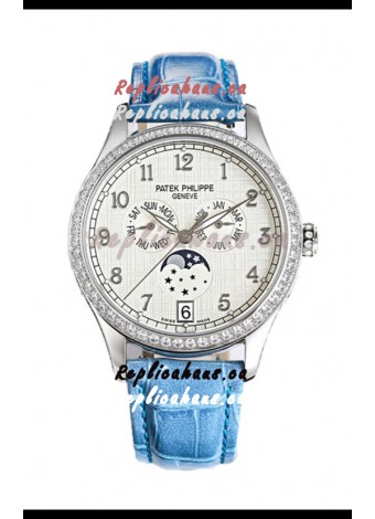 Patek Philippe Complications 4948G Annual Calendar Moonphase White Dial White Gold Swiss Replica 