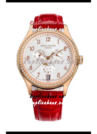 Patek Philippe Complications 4948G Annual Calendar Moonphase White Dial Rose Gold Swiss Replica