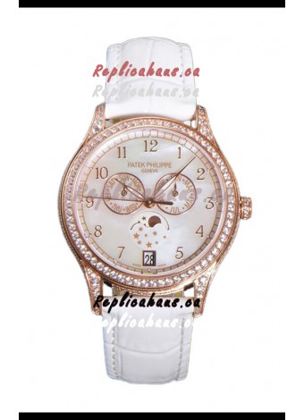 Patek Philippe Complications 4948G Annual Calendar Moonphase Pearl Dial Rose Gold Swiss Replica