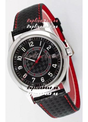 Patek Philippe Calatrava 6007 Black Dial Red Hands 904L Steel Casing 1:1 Mirror Replica Watch