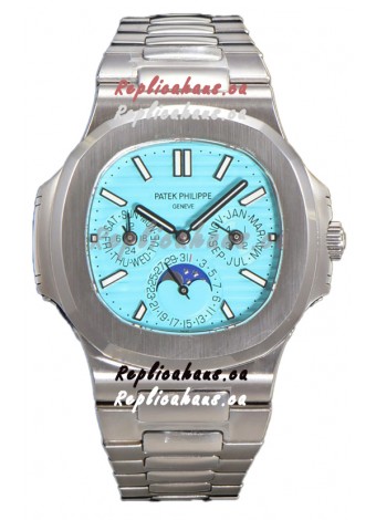 Patek Philippe Nautilus 5740 Perpetual Calendar White Gold Tiffany Dial Swiss Replica Watch 
