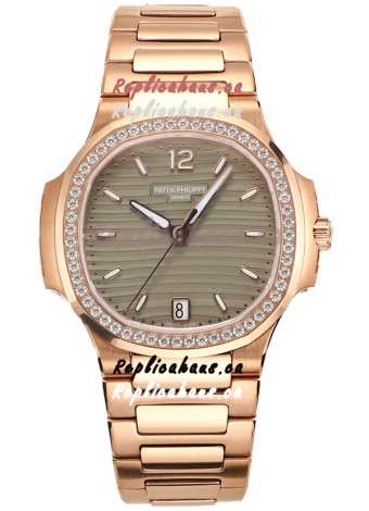 Patek Philippe Nautilus 7118R 35MM 1:1 Rose Gold Grey Dial 1:1 Mirror Replica Watch