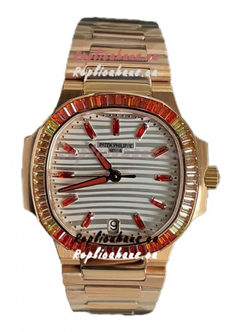 Patek Philippe Nautilus 7118R 35MM 1:1 Rose Gold Case White Dial 1:1 Mirror Replica Watch
