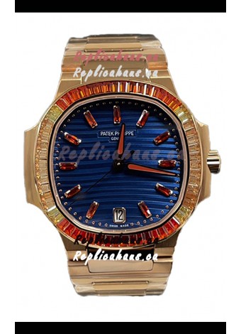 Patek Philippe Nautilus 7118R 35MM 1:1 Rose Gold Case Blue Dial 1:1 Mirror Replica Watch