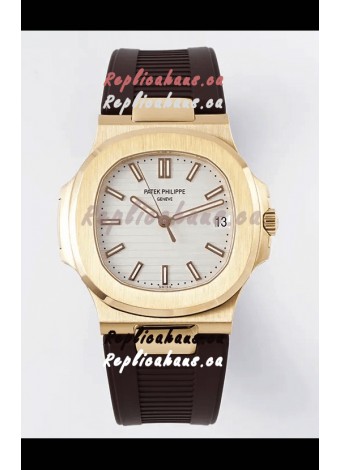 Patek Philippe Nautilus 5711/1R-001 1:1 Mirror Replica in 904L Steel Rose Gold White Dial