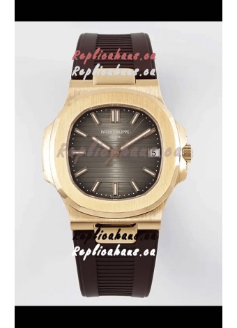 Patek Philippe Nautilus 5711/1R-001 1:1 Mirror Replica in 904L Steel Rose Gold Brown Dial
