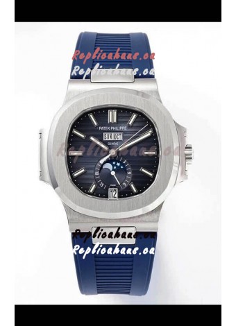 Patek Philippe Nautilus 5726A 1:1 Mirror Swiss Watch Blue Dial Rubber Strap