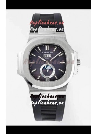 Patek Philippe Nautilus 5726A 1:1 Mirror Swiss Watch Blue Dial Rubber Strap