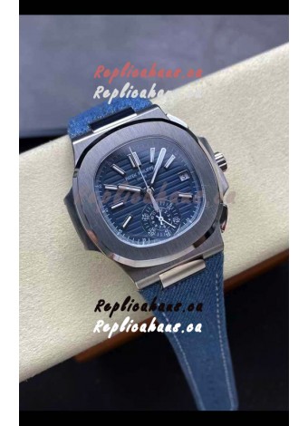 Patek Philippe Nautilus 5980/60G-001 904L Steel Case in Blue Dial Fabric Strap - 1:1 Mirror Replica