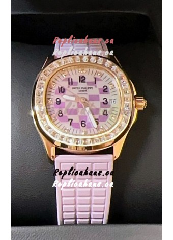 Patek Philippe Super Clone Aquanaut LUCE 5072R Rose Gold Automatic in Pink Dial 35MM