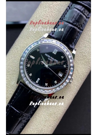 Patek Philippe Calatrava 5298P-012 in Black Dial 1:1 Mirror Replica 904L Steel Swiss Watch