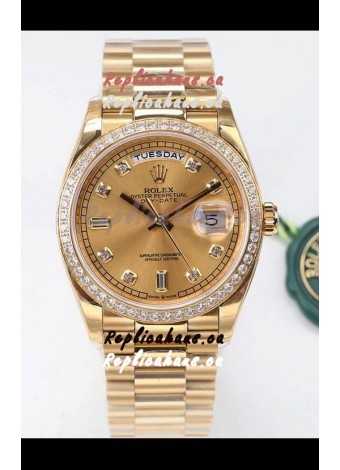 Rolex Day Date Presidential 18K Yellow Gold Watch 36MM - Gold Dial 1:1 Mirror Quality