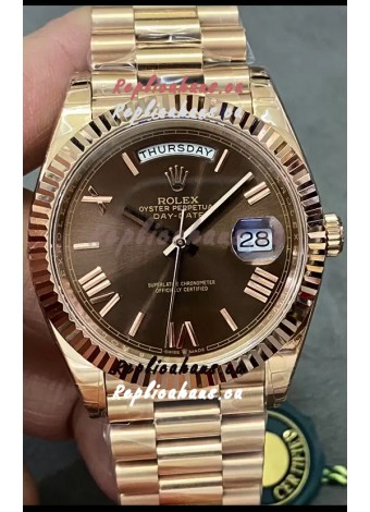 Rolex Day Date Presidential 18K Rose Gold Watch 40MM - Brown Dial 1:1 Mirror Quality