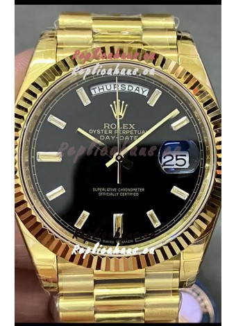 Rolex Day Date Presidential 18K Yellow Gold Watch 40MM - Black Dial 1:1 Mirror Quality