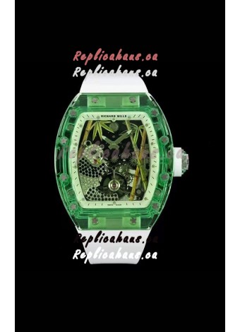 Richard Mille RM26-01 Tourbillon Panda Transparent Sapphires Casing Watch - Super Clone Replica