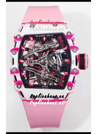 Richard Mille RM38-02 White/Pink Carbon Bubba Watson Pink Rubber Tourbillon Movement 1:1 Mirror Replica