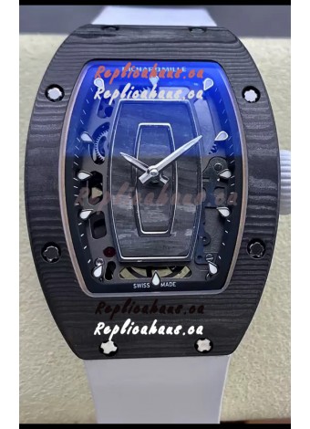 Richard Mille RM07 Black Carbon Casing White Strap 1:1 Superclone Swiss Replica Watch 