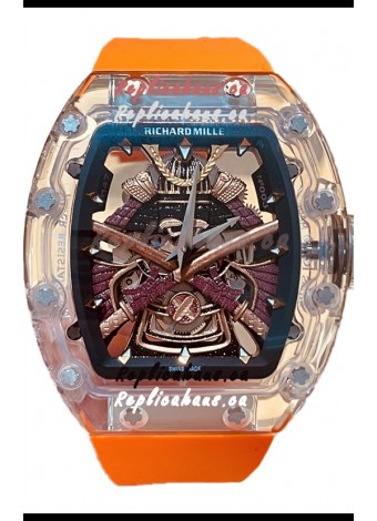 Richard Mille RM047 Samurai Genuine Tourbillon Watch in Orange Strao Sapphires Casing