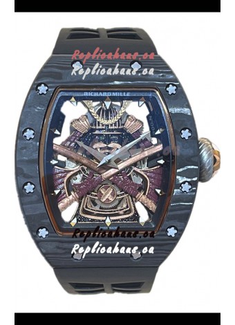 Richard Mille RM047 Samurai Genuine Tourbillon Watch in Carbon Casing Black Strap