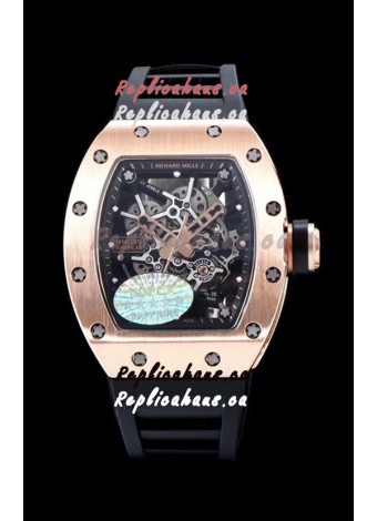 Richard Mille RM035 AMERICAS 18K Rose Gold Replica Watch in Black Strap