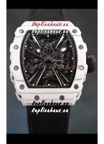 Richard Mille RM12-01 White Carbon Fiber Case Genuine Tourbillon Movement 1:1 Mirror Replica Watch