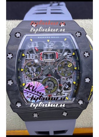 Richard Mille RM011 Felipe Massa 1:1 Mirror Black Forged Carbon Case Grey Strap