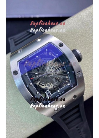 Richard Mille RM010 Stainless Steel Replica Watch in Black Strap - Roman Numerals