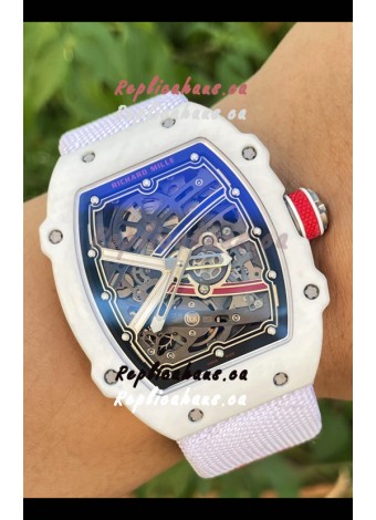 Richard Mille Super Clone RM67-02 Alexis Pinturault White Quartz TPT 37 Grams Watch White Strap