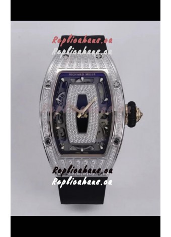 Richard Mille Super Clone RM07-01 Diamonds Paved 904L Steel Casing Automatic Replica Watch