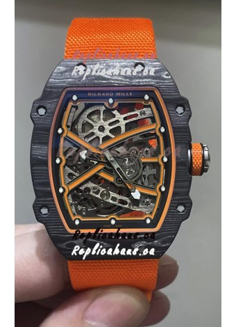 Richard Mille Super Clone RM67-02 Black Carbon TPT 37 Grams Watch Orange Strap