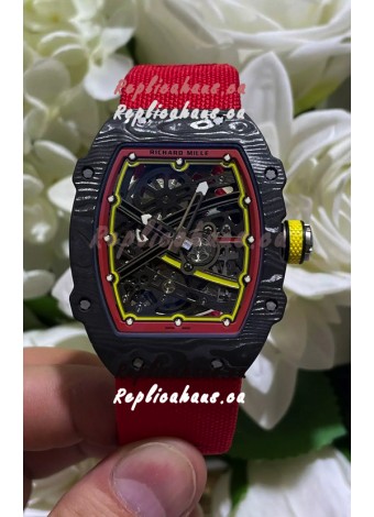 Richard Mille Super Clone RM67-02 Alexander Zverev Black Carbon TPT 37 Grams Watch Red Strap