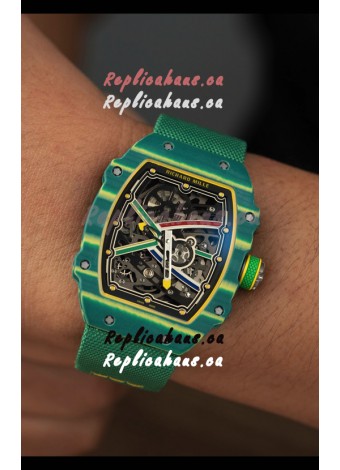 Richard Mille Super Clone RM67-02 Wayde Van Niekerk Green Carbon TPT 37 Grams Watch Green Strap