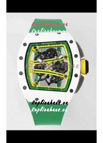 Richard Mille Super Clone RM61-01 White Ceramic Green Strap Swiss Replica Watch