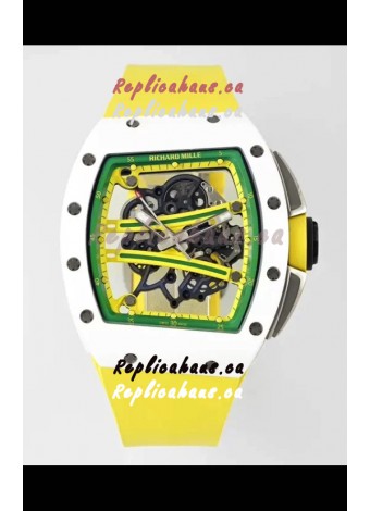 Richard Mille Super Clone RM61-01 White Ceramic Yellow Strap Swiss Replica Watch
