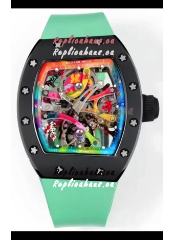 Richard Mille Super Clone RM68-01 Black Ceramic Casing Green Strap Tourbillon Swiss Replica