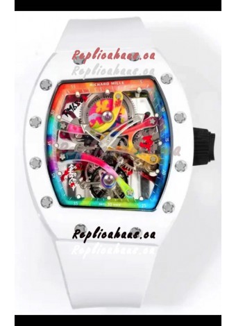 Richard Mille Super Clone RM68-01 White Ceramic Casing White Strap Tourbillon Swiss Replica