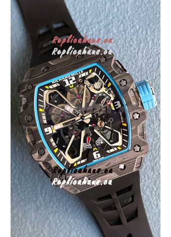 Richard Mille RM35-03 Rafael Nadal Edition Black Carbon Fiber Casing 1:1 Mirror Replica Watch in Black Strap