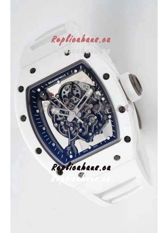 Richard Mille RM055 Ceramic Casing 1:1 Mirror Replica Watch in White Strap 
