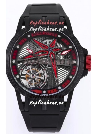 Roger Dubuis Excalibur Spider Pirelli Edition DLC Coated Titanium 1:1 Genuine Tourbillon Replica Watch 