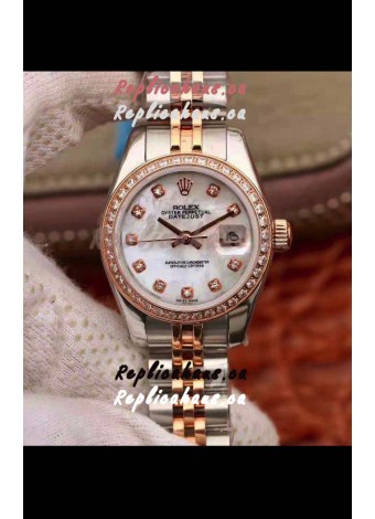 Rolex Datejust Ladies 28MM Cal.3135 Movement Swiss Replica in 904L Steel Rose Gold 2 Tone Case