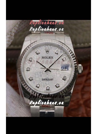 Rolex Datejust 36MM Cal.3135 Movement Swiss Replica Watch in 904L Steel Casing in White Dial