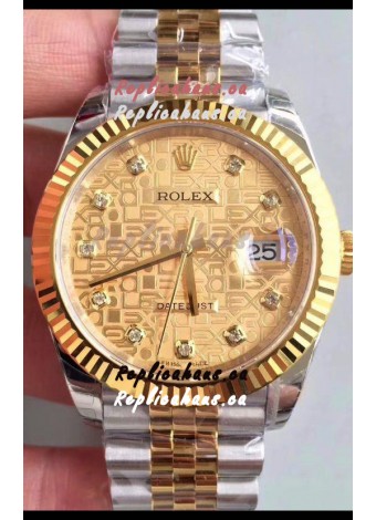 Rolex Datejust 41MM Cal.3135 Movement Swiss Replica Watch in 904L Steel Two Tone Casing Computer Dial