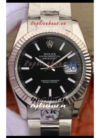 Rolex Datejust 41MM Cal.3135 Movement Swiss Replica Watch in 904L Steel Casing Black Dial
