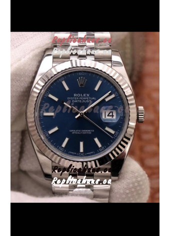 Rolex Datejust 41MM Cal.3135 Movement Swiss Replica Watch in 904L Steel Casing Blue Dial