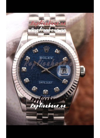Rolex Datejust 36MM Cal.3135 Movement Swiss Replica Watch in 904L Steel Blue Computer Dial 