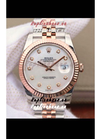 Rolex Datejust 41MM Cal.3135 Movement Swiss Replica Watch in 904L Steel Two Tone Pearl Dial