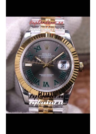 Rolex Datejust 41MM Cal.3135 Movement Swiss Replica Watch in 904L Steel Two Tone Grey Dial 