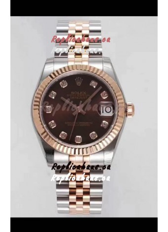 Rolex Datejust 31MM Cal.3135 Movement Swiss Replica Brown Dial Jubilee Strap - Ultimate 904L Steel Watch
