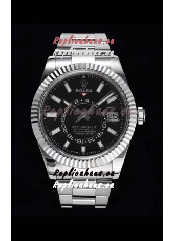 Rolex Sky-Dweller REF# 326934 Black Dial Watch in 904L Steel Case 1:1 Mirror Replica